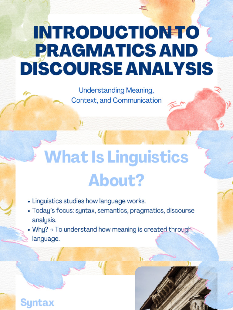 Pragmatics and Discourse Analysis Overview | PDF | Semantics ...