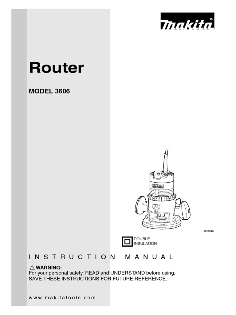 Makita Router Model 3606 Manual | PDF | Screw | Switch