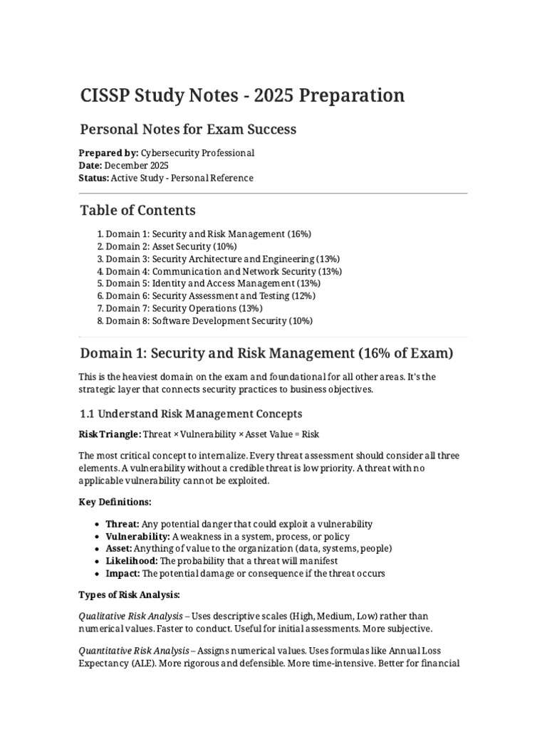 CISSP Exam Study Guide 2025 | PDF | Key (Cryptography) | Security