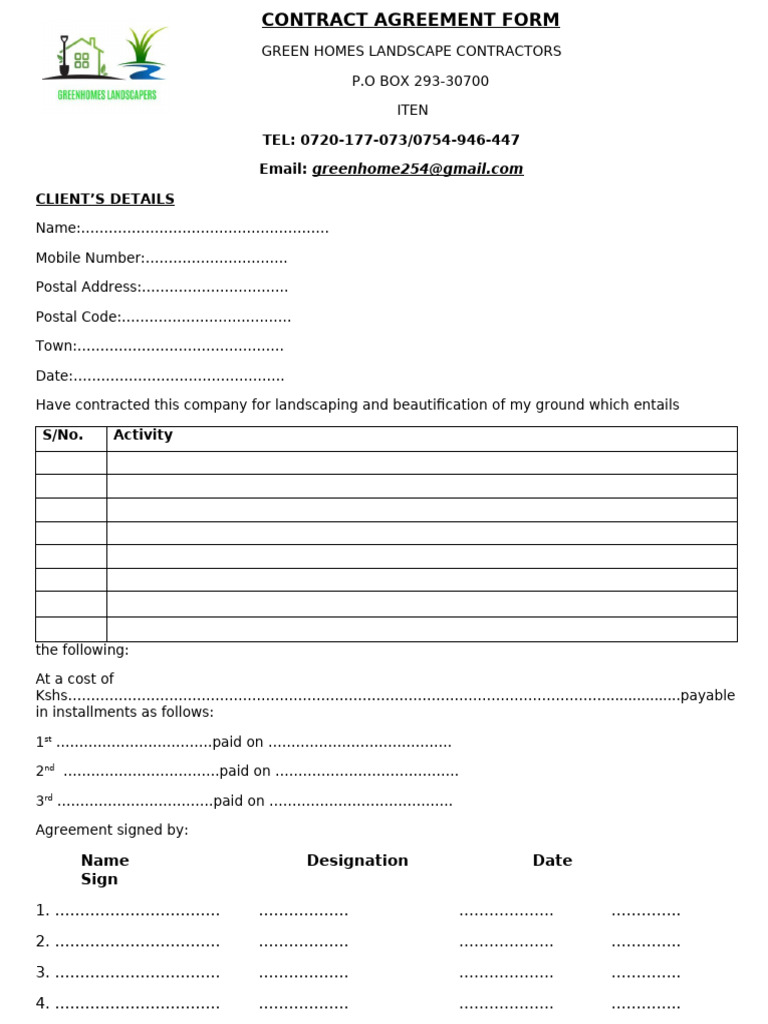 Contract Agreement Form | PDF