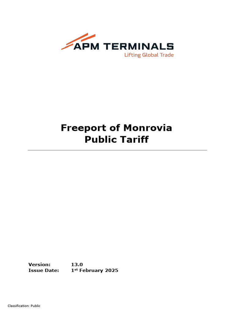 Freeport of Monrovia Tariff Guide 2025 | PDF | Indemnity | Legal Liability