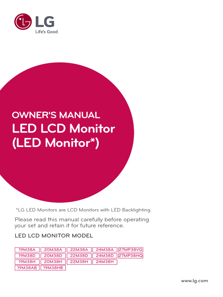 LG LED LCD Monitor Owner's Manual | PDF | Hdmi | Computer Monitor