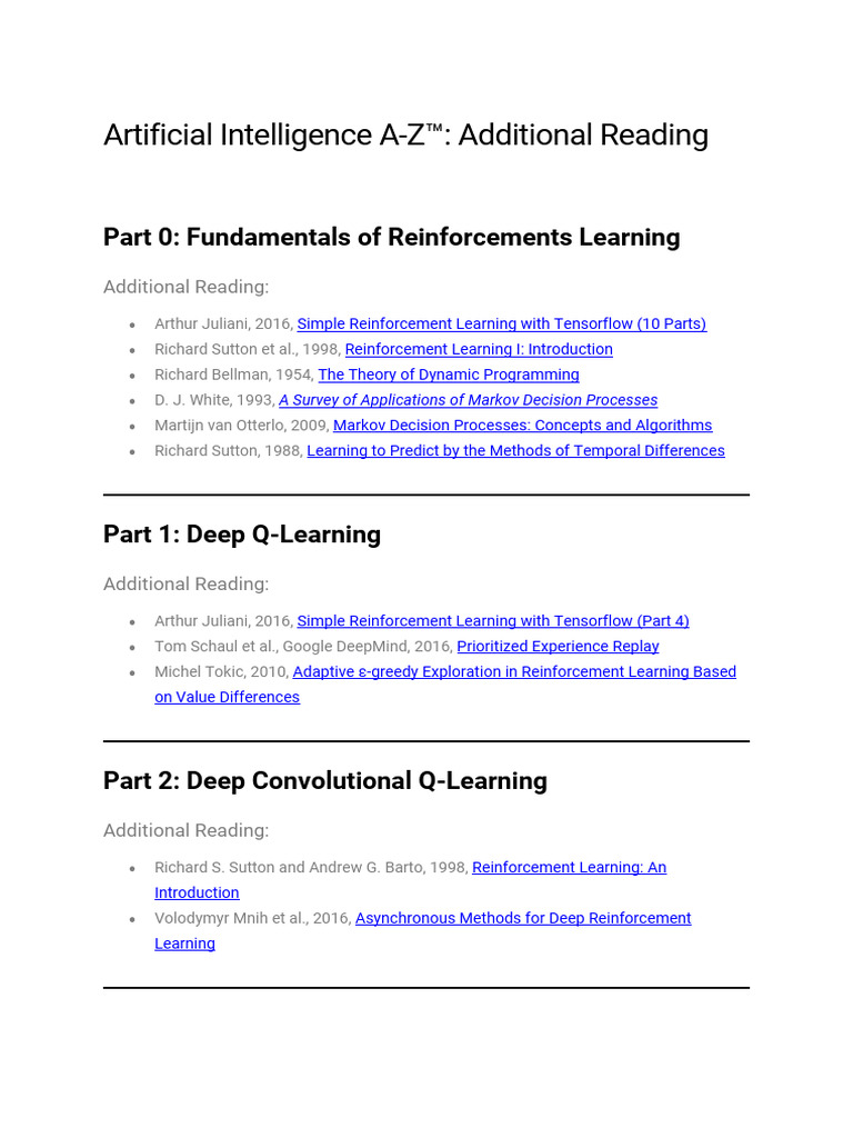 Artificial Intelligence a-Z Additional Reading | PDF
