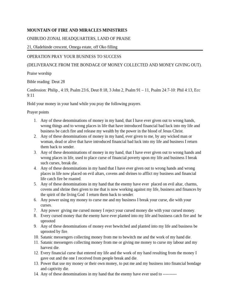 Financial Success Prayer Guide | PDF | God In Christianity | Covenant ...
