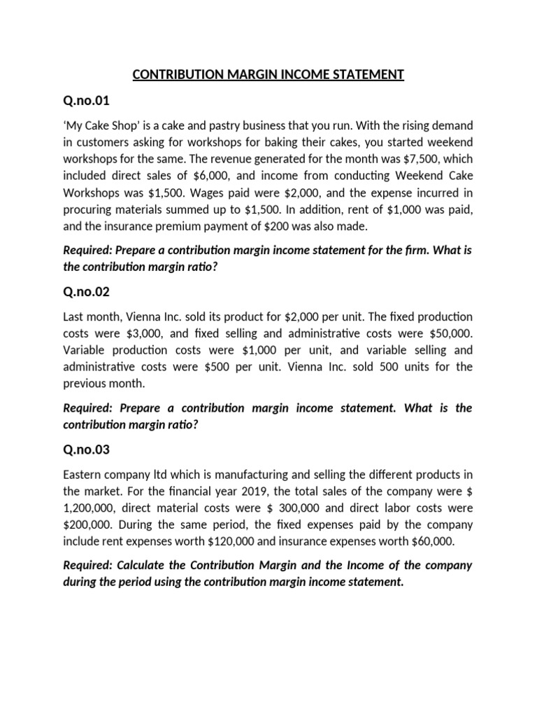 Contribution Margin Income Statement | PDF