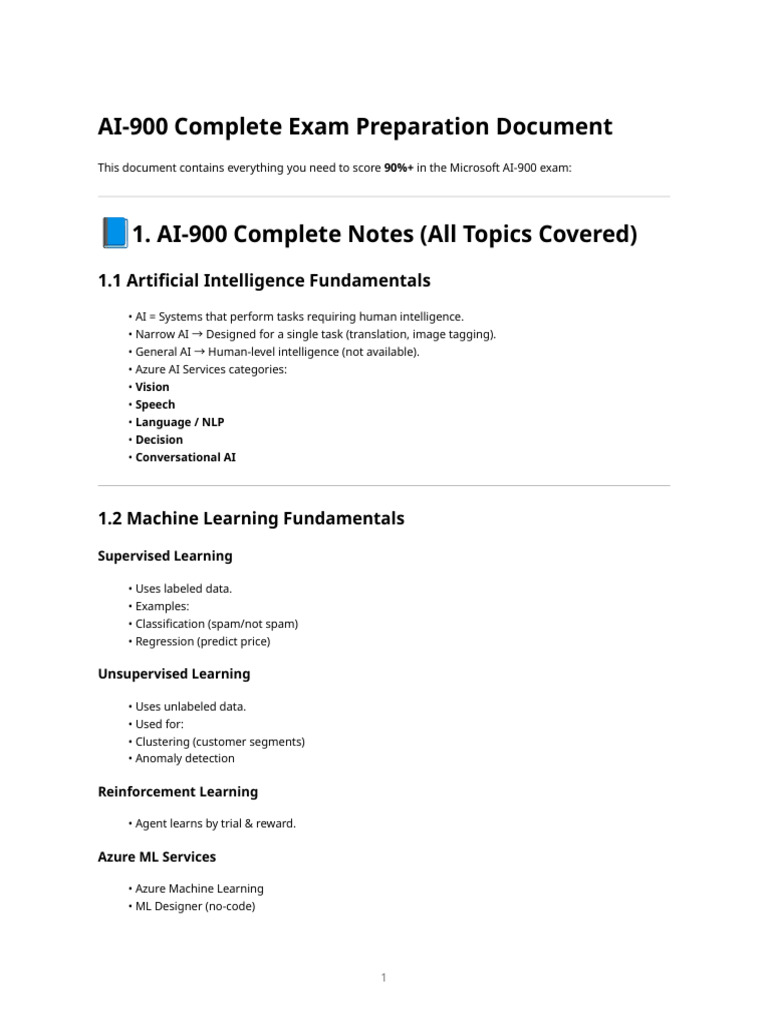 Ai900 Full Document | PDF | Machine Learning | Artificial Intelligence