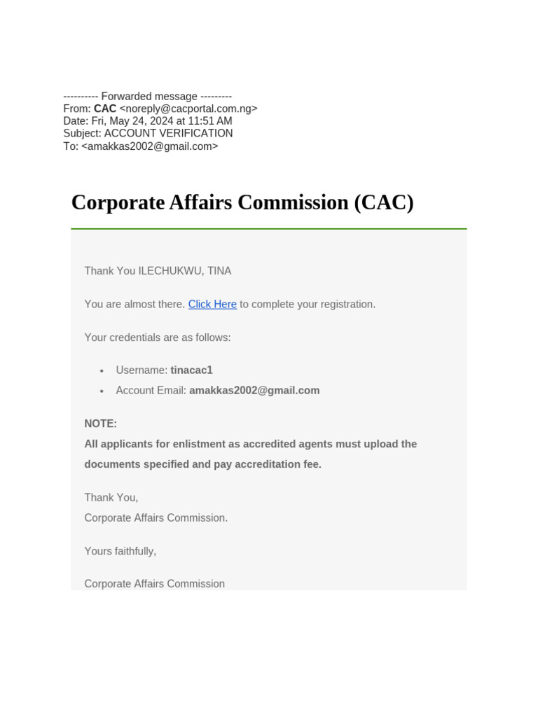 CAC Account Verification Instructions | PDF
