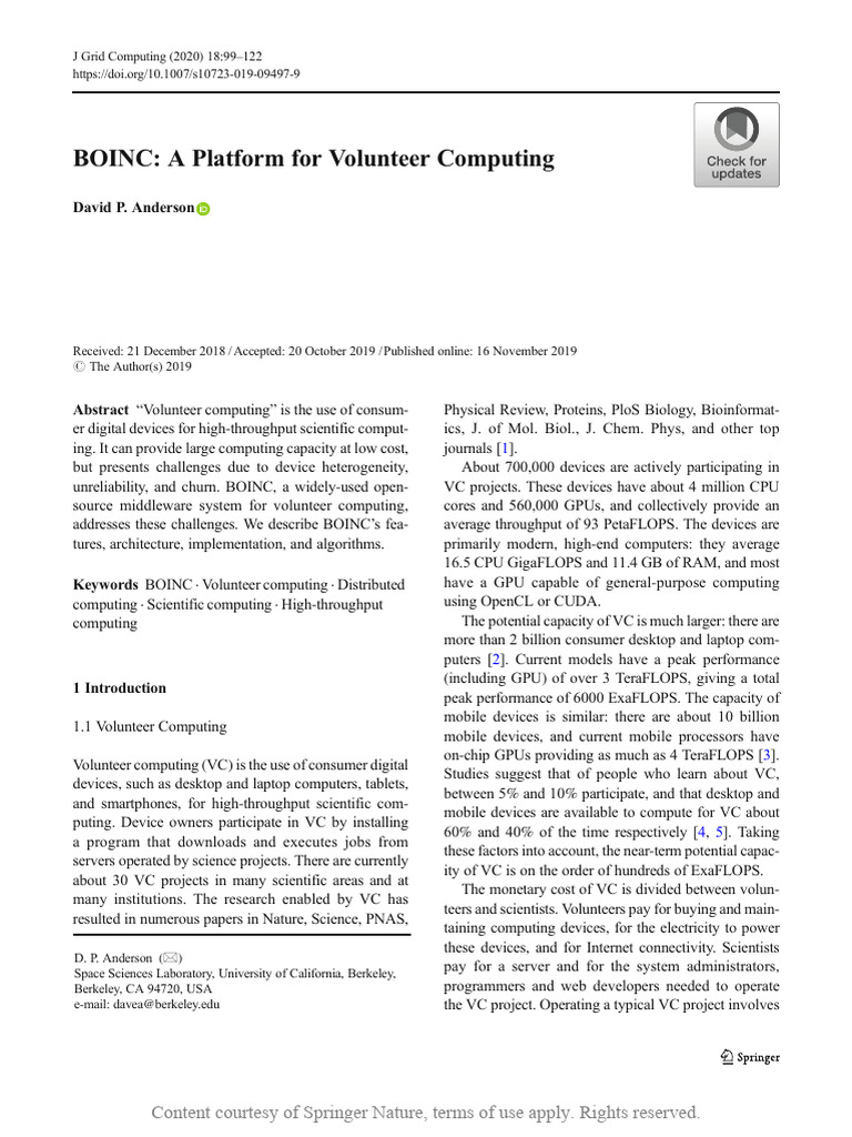 BOINC A Platform For Volunteer Computing | PDF | Virtual Machine ...