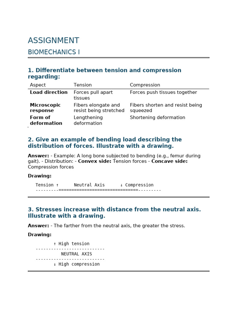 Tension vs. Compression in Biomechanics | PDF | Stress (Mechanics ...