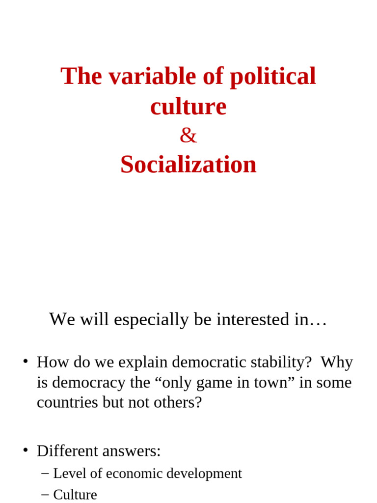 Understanding Political Culture and Democracy | PDF | Socialization ...