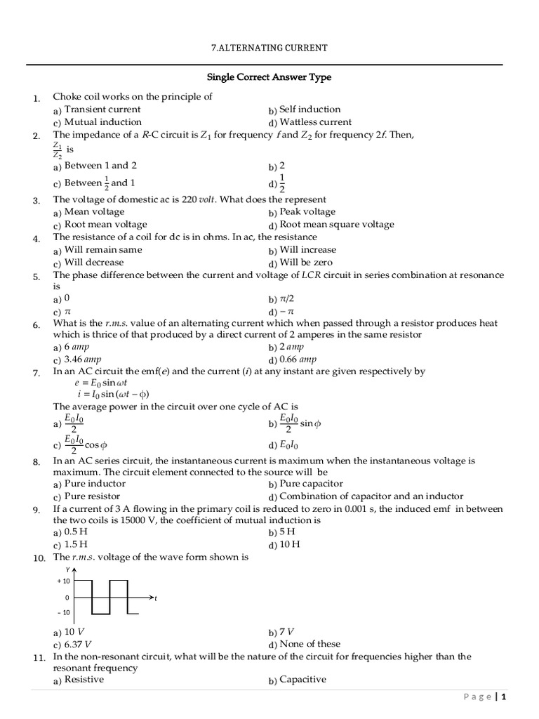 7.Alternating Current 1 | PDF | Inductor | Inductance