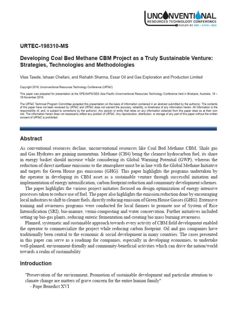 Sustainable Coal Bed Methane Development | PDF | Natural Gas | Climate ...