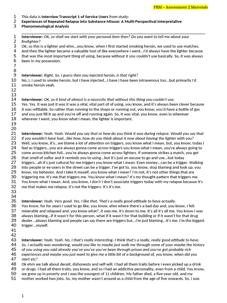 Transcript-LineNumbers Bryn 3 | PDF | Drug Rehabilitation | Heroin