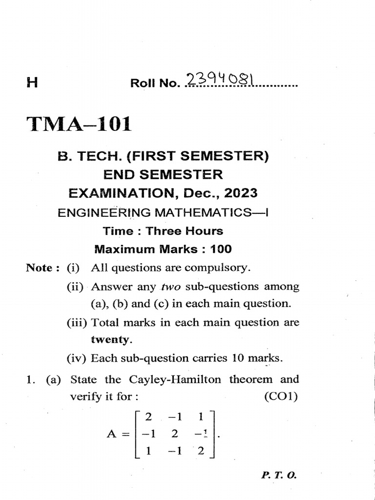 Tma101 Endsem 2023 Dec | PDF