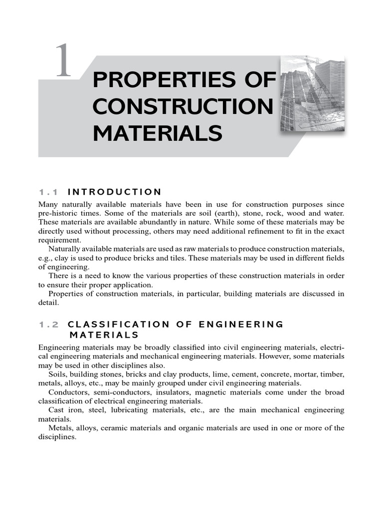Properties of Construction Materials | PDF | Rock (Geology ...