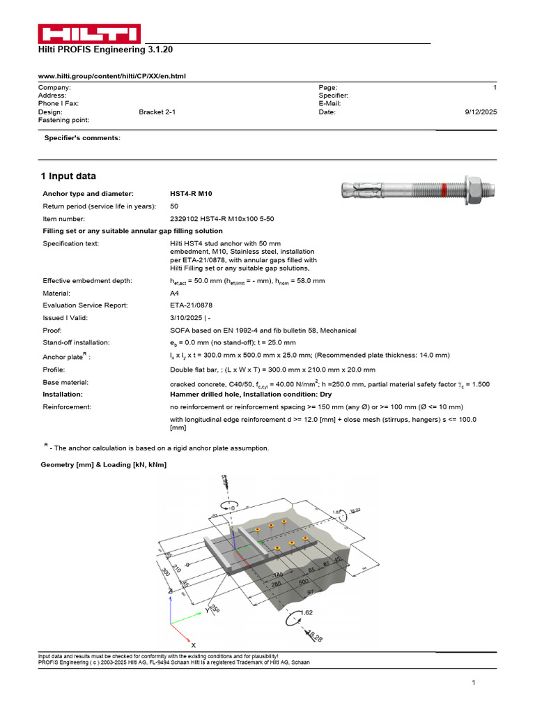 Hilti PROFIS Engineering 3.1.20 Overview | PDF | Building Materials