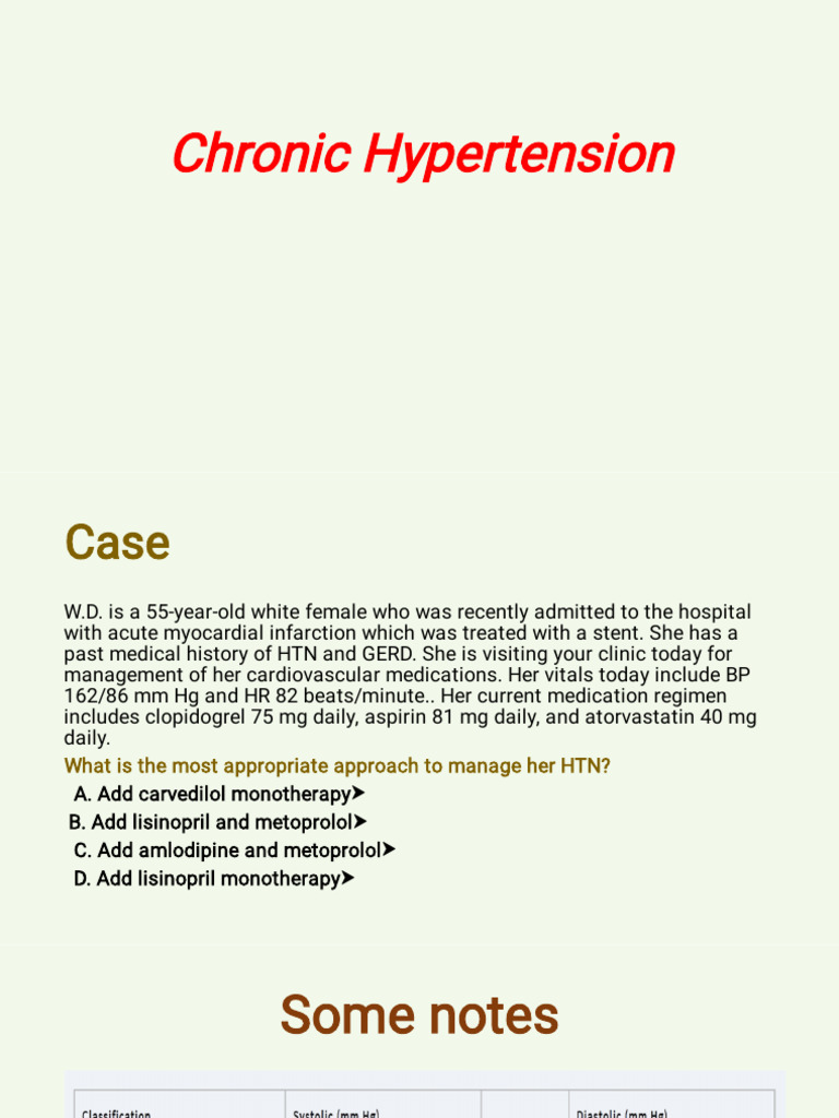 Managing Chronic Hypertension in Patients | PDF