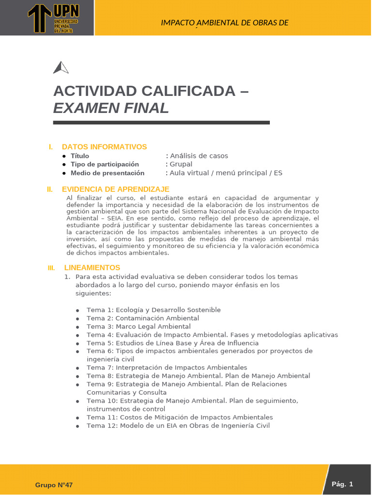 Impacto Ambiental en Proyectos de Ingeniería | PDF | Evaluación de ...