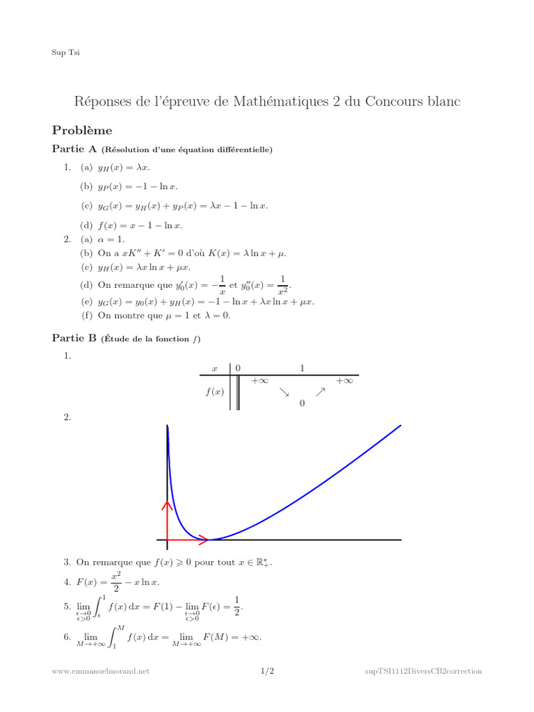 Corrigé Mathématiques 2 Sup TSI | PDF | Mathématiques | Théorie (échecs)