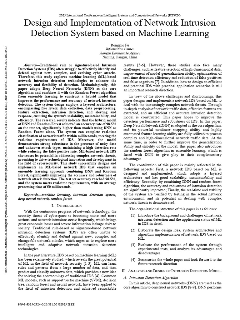 ML-Based Intrusion Detection System Design | PDF | Machine Learning ...