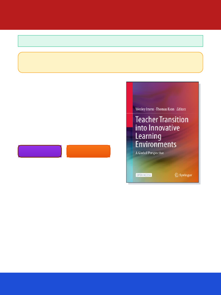 Teacher Transition Into Innovative Learning Environments A Global ...