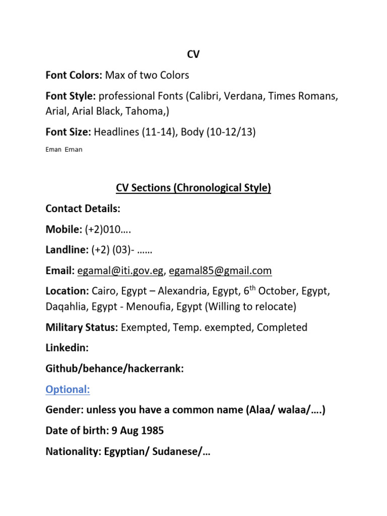 Professional CV Formatting Guide | PDF