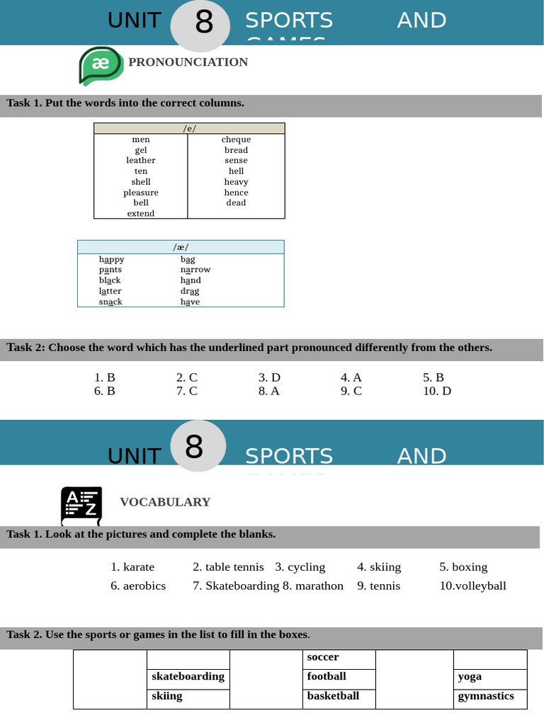 Sports and Games Vocabulary Guide | PDF | Rainforest | Wildlife