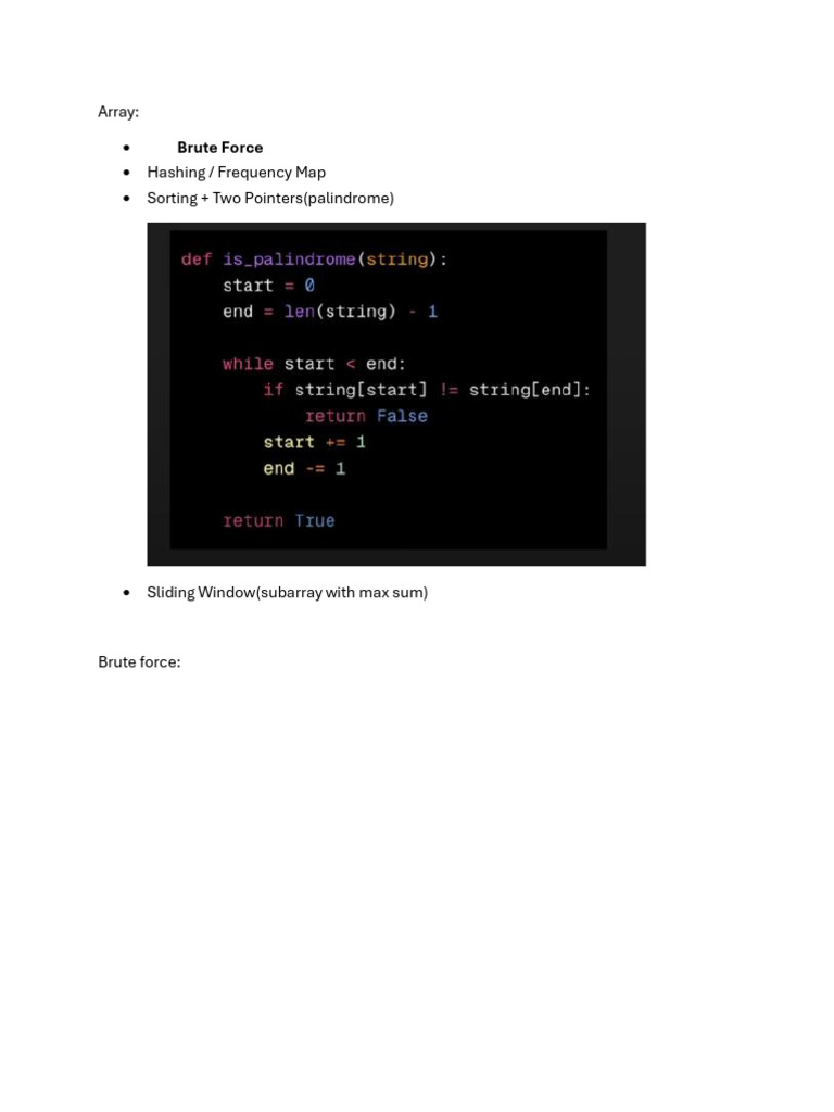 Brute Force: Array: Hashing / Frequency Map Sorting + Two Pointers ...
