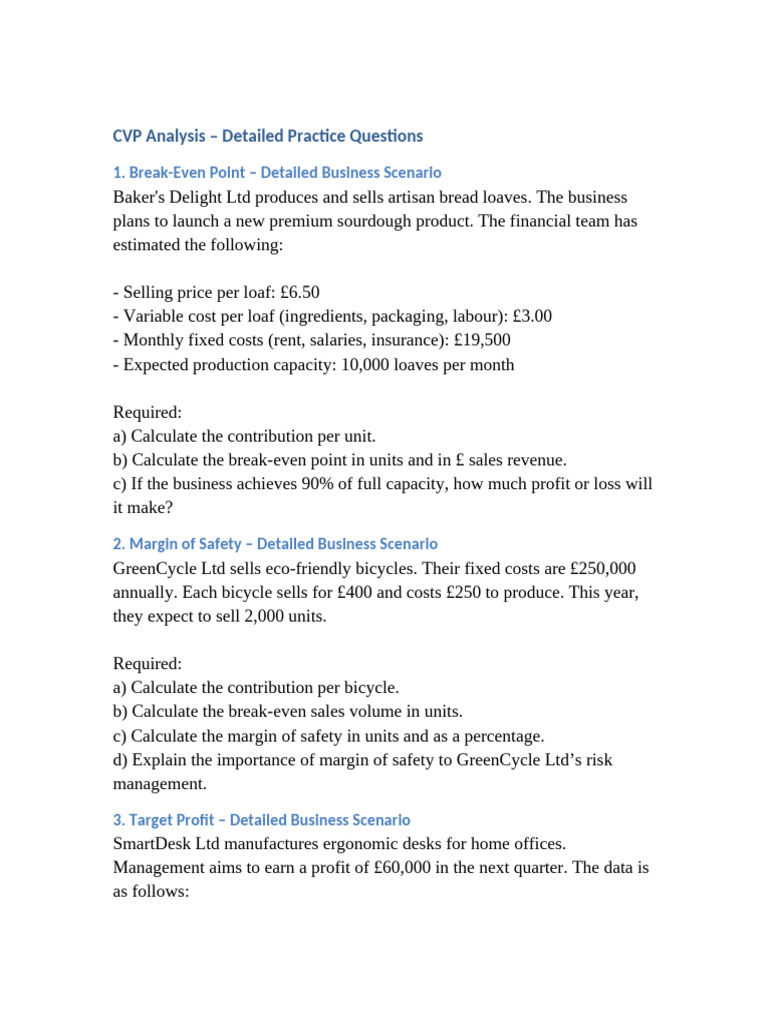 CVP Analysis Practice Questions Guide | PDF