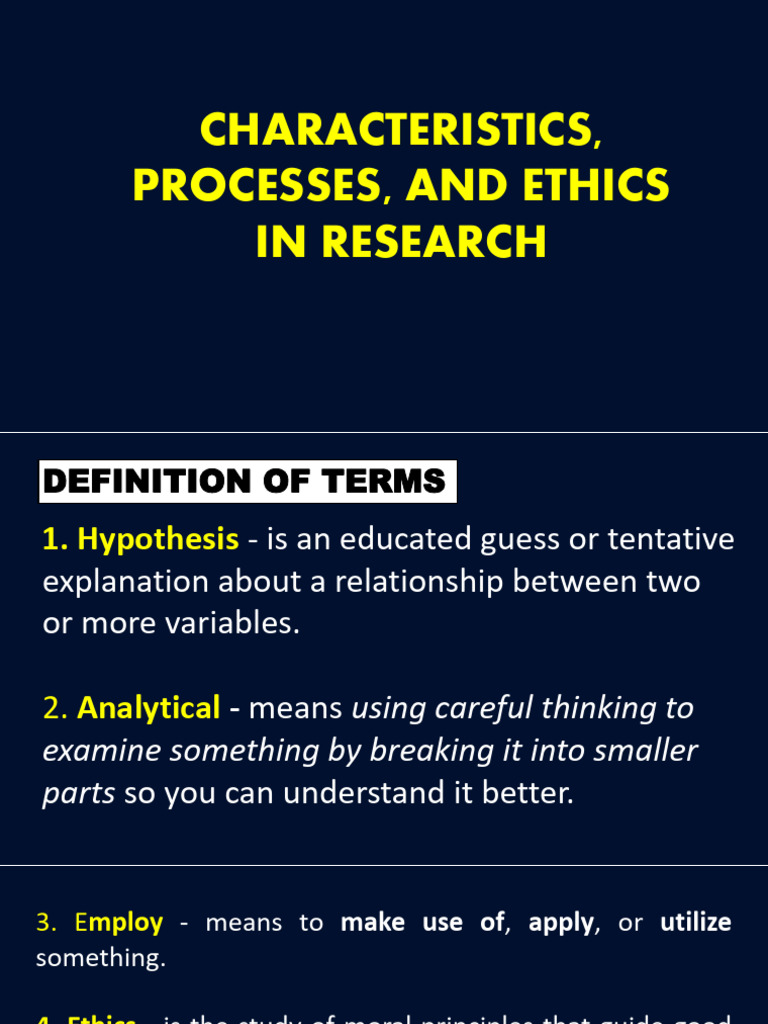 Research Characteristics and Ethics Guide | PDF | Hypothesis | Experiment
