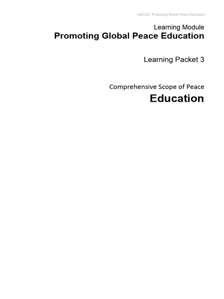 Comprehensive Peace Education Guide | PDF | Pollution | Alternative ...