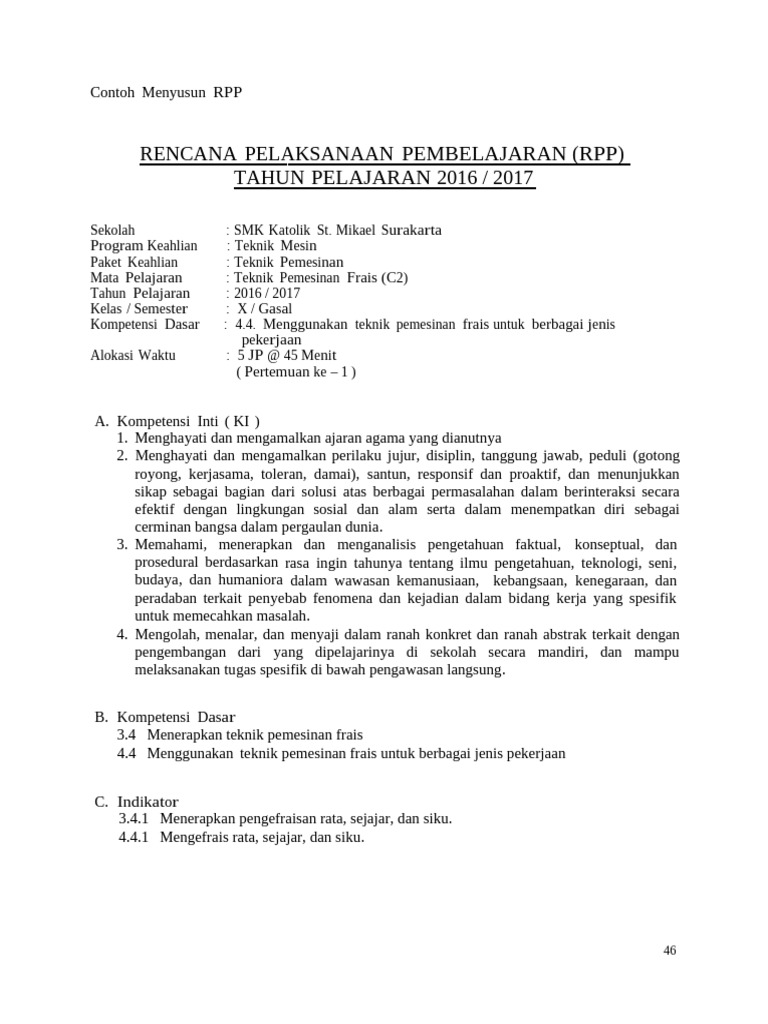 Contoh RPP Job Sheet | PDF