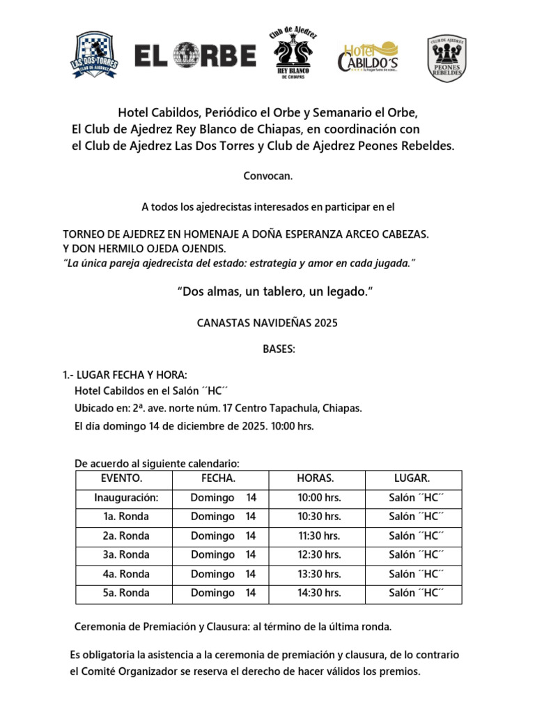 Torneo de Ajedrez en Homenaje 2025 | PDF | Ajedrez | Deportes