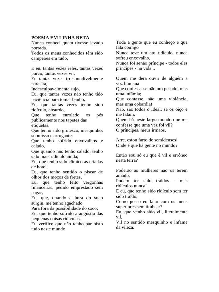 Poema Em Linha Reta | PDF