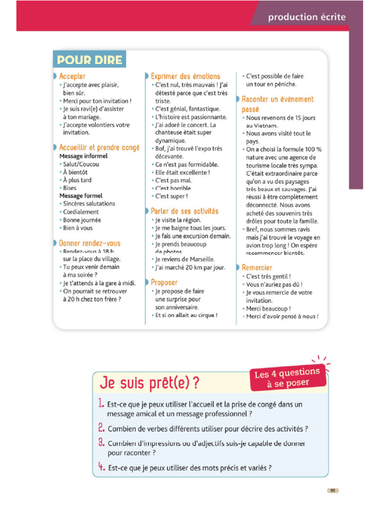 Les Phrases de Production Écrite | PDF