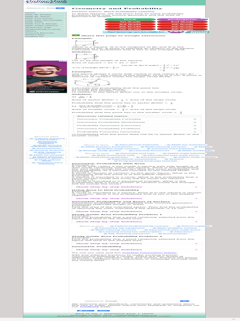 Geometry and Probability (Solutions, Examples, Videos) | PDF | Area ...