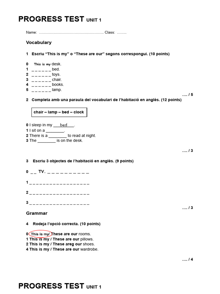 Progress Test Unit 1 (1) | PDF