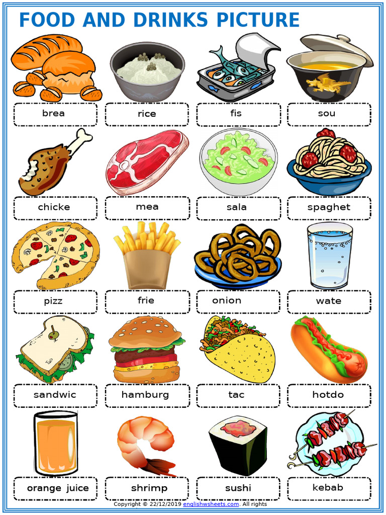 Food and Drinks Picture Dictionary | PDF | Food Ingredients | Foods
