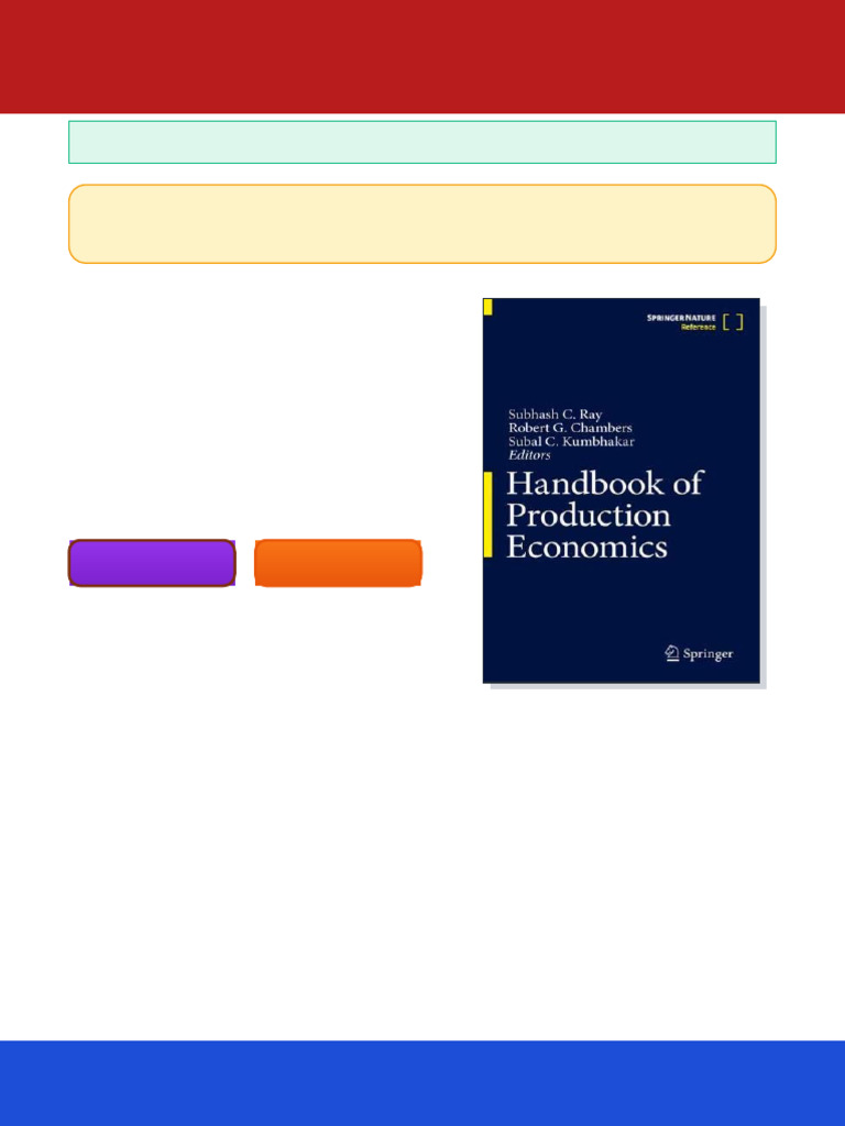 Handbook of Production Economics Subhash C. Ray (Editor) ebook classic ...