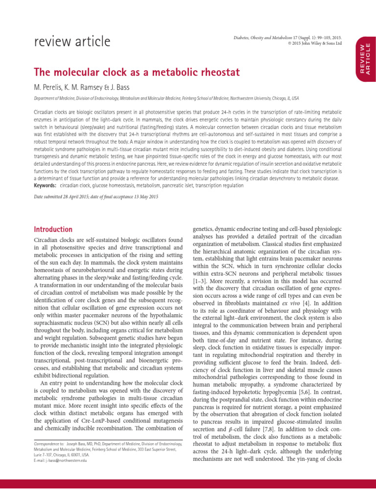 Circadian Clocks and Metabolism Insights | PDF | Clock | Circadian Rhythm