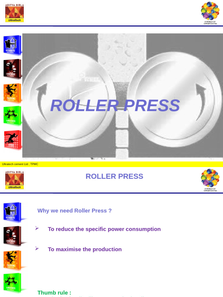 Ultratech Cement Roller Press Overview | PDF | Mill (Grinding ...
