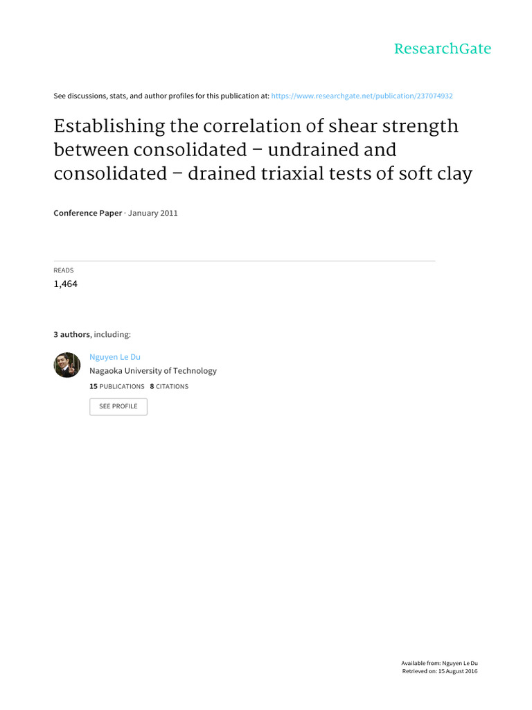 Correlation of Shear Strength in Soft Clay | PDF | Geotechnical ...