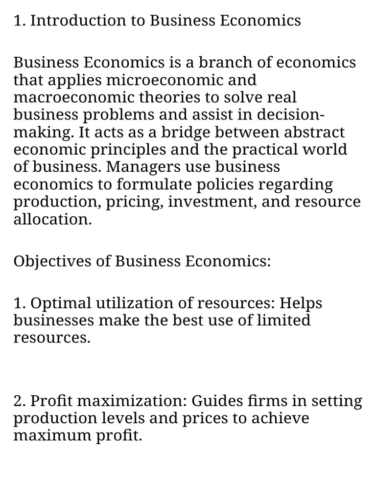 Business Economics Overview and Concepts | PDF | Economics | Microeconomics