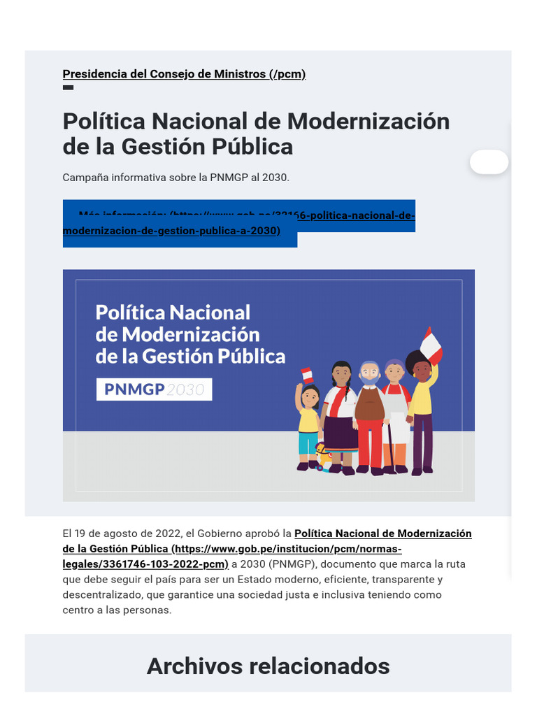 Política Nacional de Modernización de la Gestión Pública - Campañas ...
