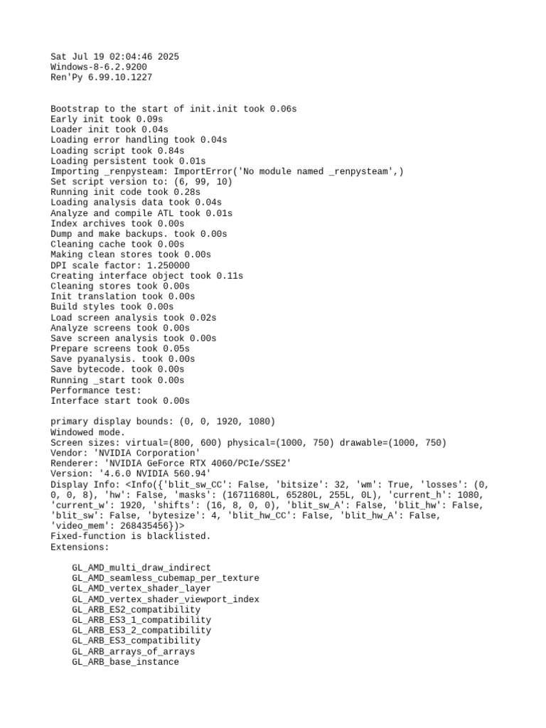 Ren'Py 6.99.10 Initialization Log | PDF | Computer Engineering ...