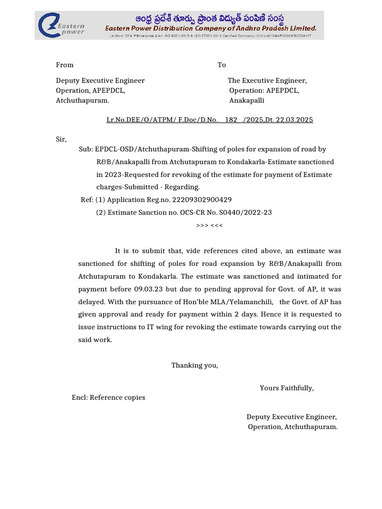 Request to Revoke Estimate for Pole Shifting | PDF