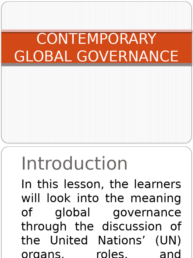 Understanding Global Governance and UN Roles | PDF | United Nations ...