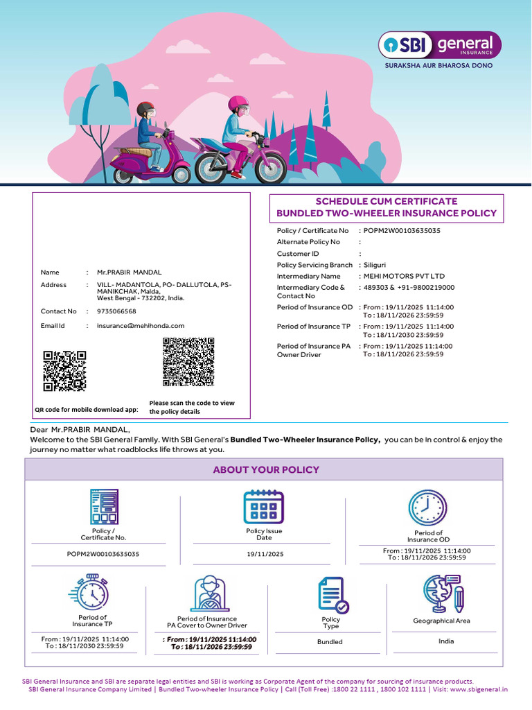 Bundled Two-Wheeler Insurance Policy | PDF | Insurance | Deductible