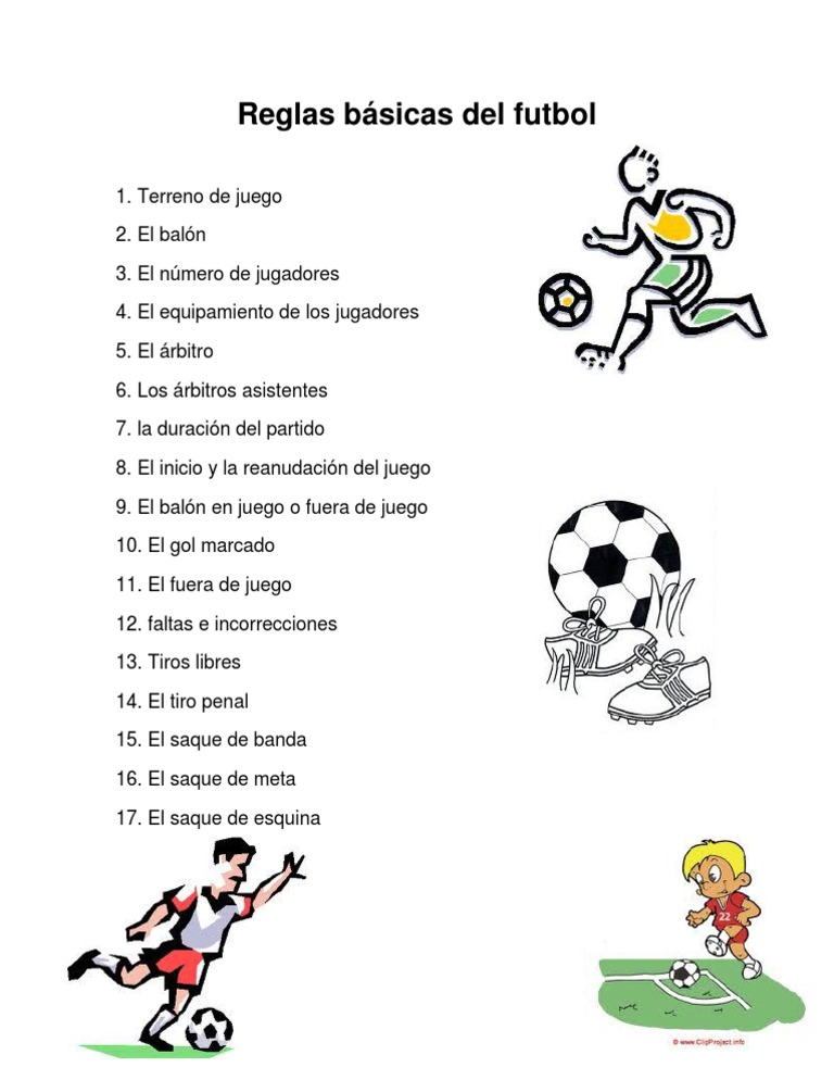 FÚTBOL para niños, Reglas básicas