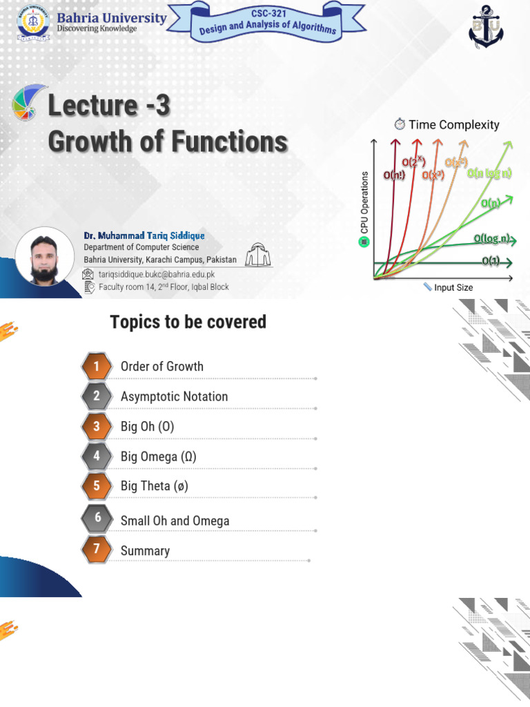 Growth of Functions in Algorithms | PDF | Time Complexity | Logarithm
